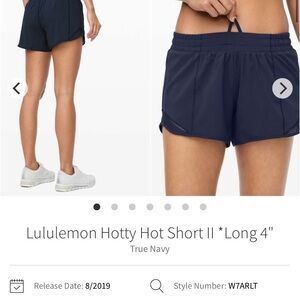 Lululemon hotty hot shorts long in TRUE NAVY